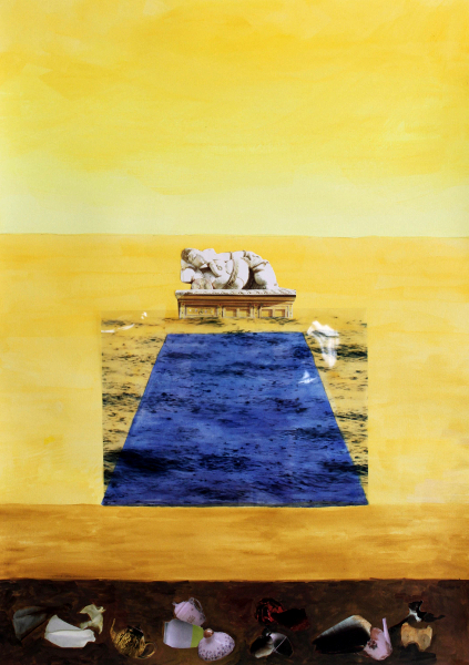 Malerei-Serie von 2016: Übungen in Geometrie "Indisches Reisetagebuch", Aquarell und Collage